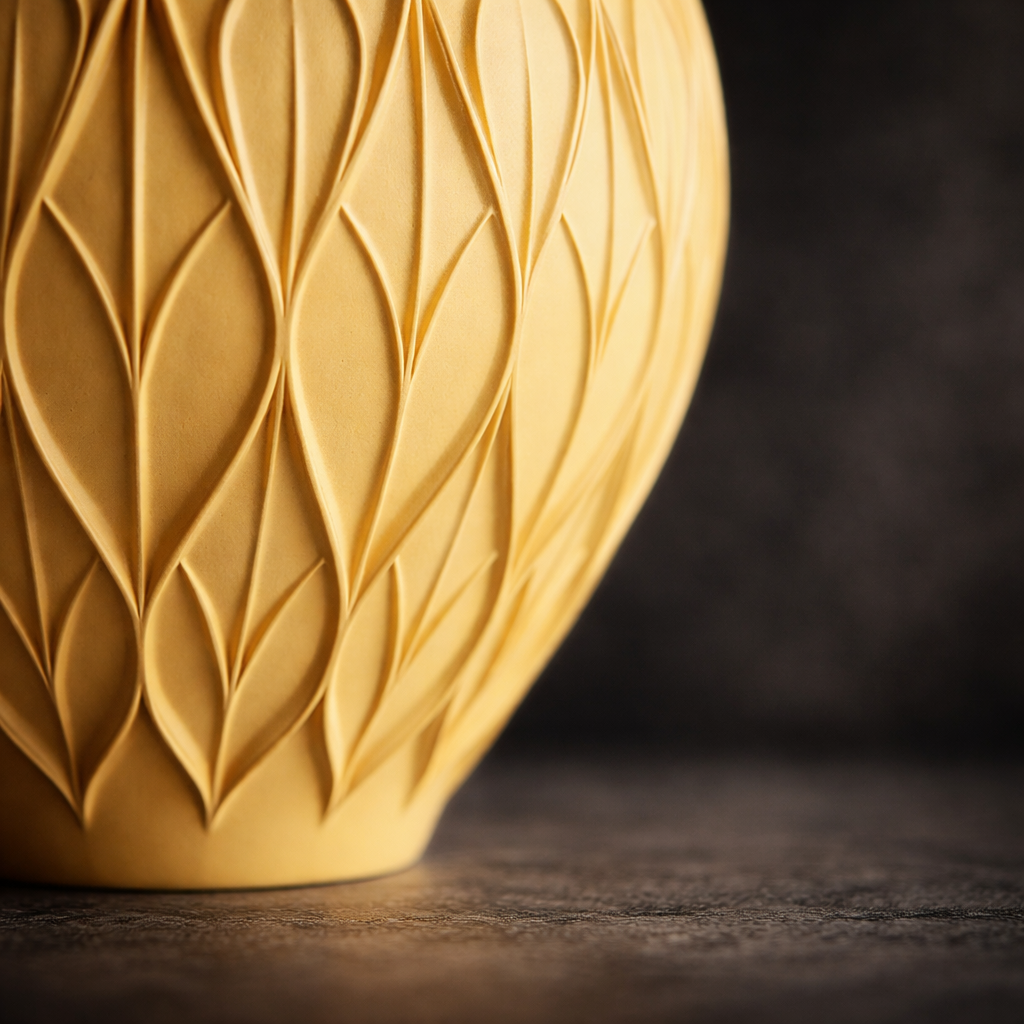 Botanische Designvase – Organische Blattstruktur, moderne Dekovase, skulpturale Vase für stilvolle Wohnräume