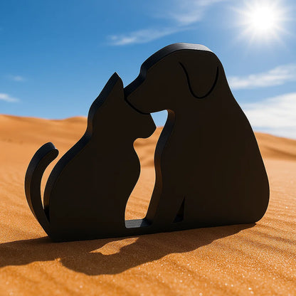 Katze und Hund Statue Figur